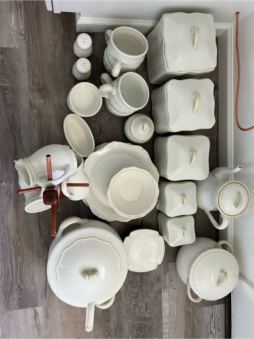 Princess House Cream Ceramic Canister and Serveware Collection